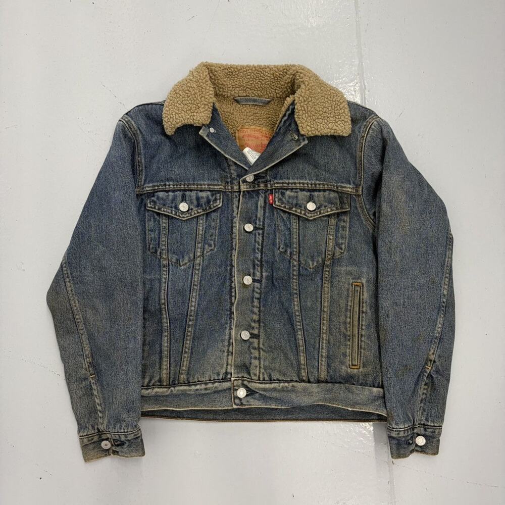 Vintage Y2k Levi's Blue Sherpa Lined Denim Trucker Jacket